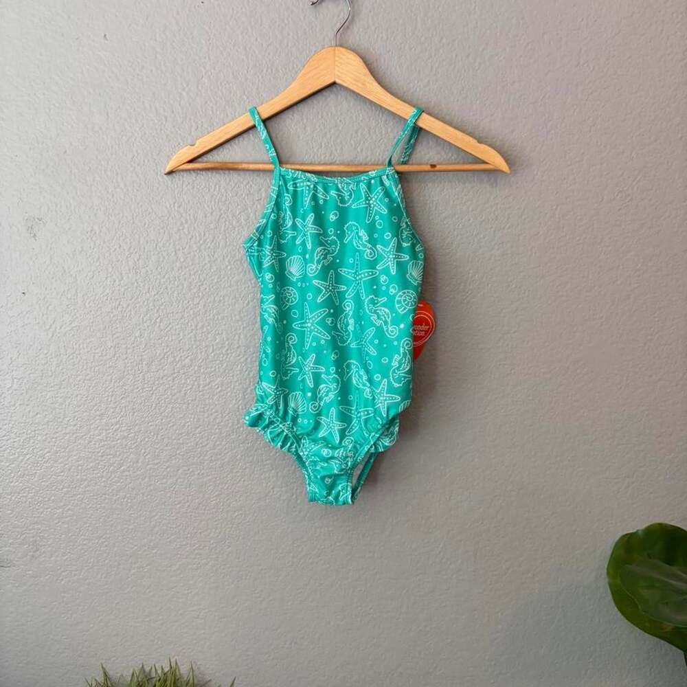 Wonder Nation Girls' Blue and Green Swimsuit-one-piece